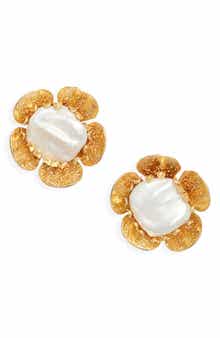 Jasmine Pearl Flower Stud Earrings