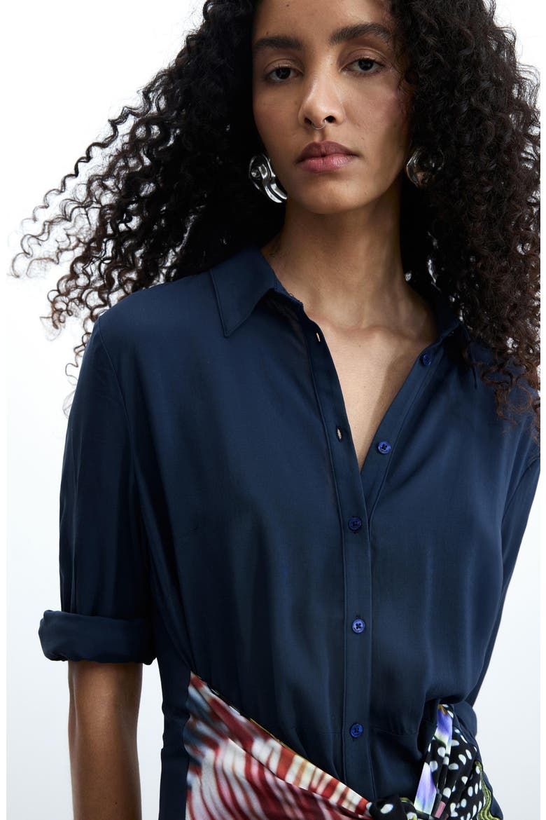 Long Sleeve Shirtdress, Alternate, color, BLUE