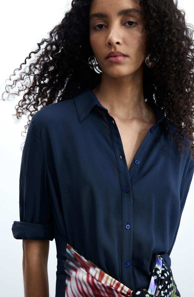 Desigual Long Sleeve Shirtdress, Alternate, color, 