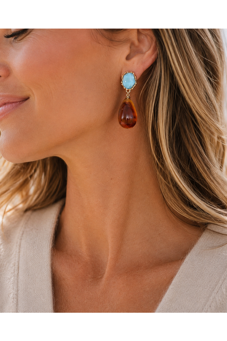 Amber Cove Blue and Brown Dangle Earrings, Alternate, color, Brown