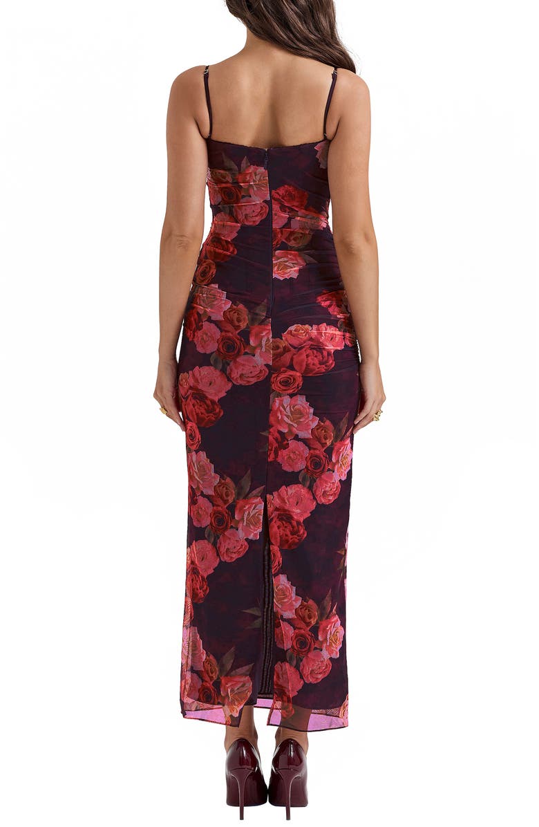 HOUSE OF CB Nalini Mesh Corset Cocktail Dress, Alternate, color, Flower Print