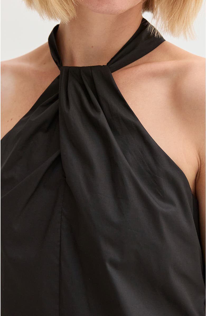 CRESCENT Halter Poplin Mini Dress, Alternate, color, Black