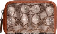 COACH Small Crystal Signature Logo Jacquard Zip Around Card Holder
