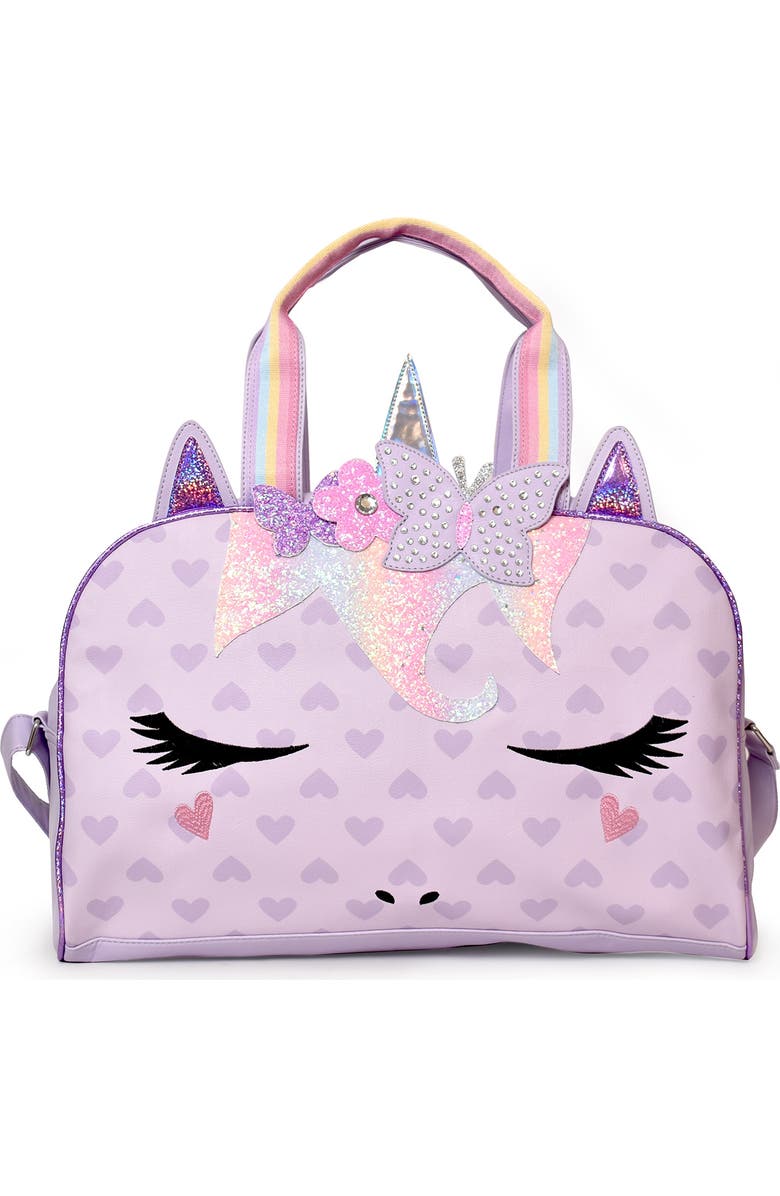 OMG Accessories Kids' Miss Gwen Butterfly Glitter Crown Duffle, Main, color,
