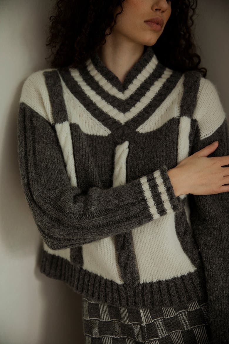Kari Pullover, Alternate, color, GREY IVORY