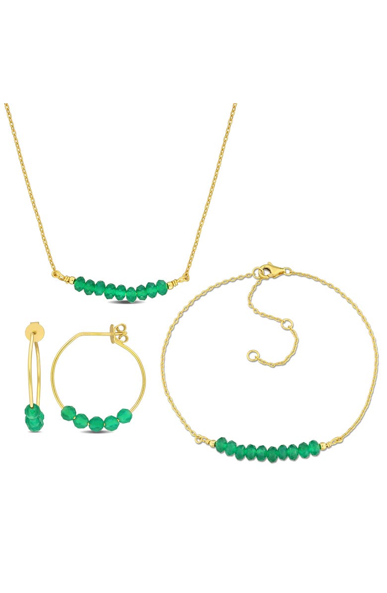 DELMAR Green Onyx Beaded Hoop Earrings, Bracelet & Necklace Set, Main, color, Green