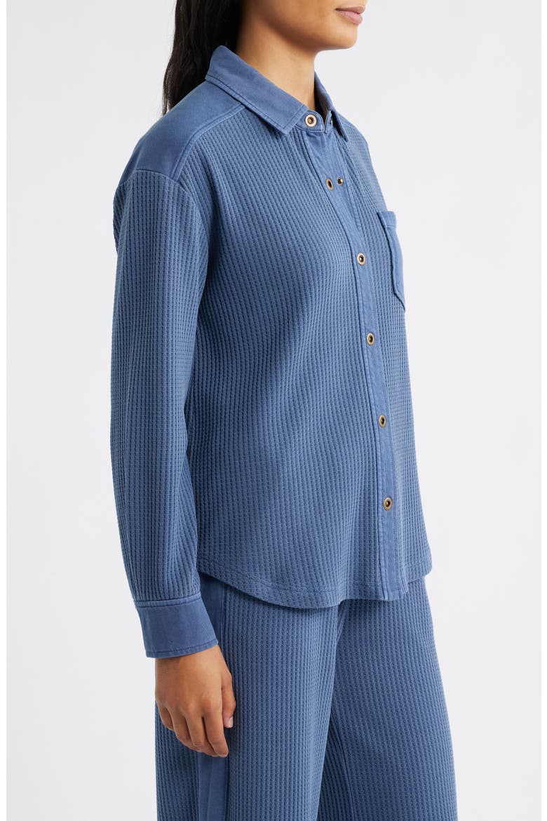 Camden Thermal Mixed Media Snap-Up Shirt, Alternate, color, BLUE