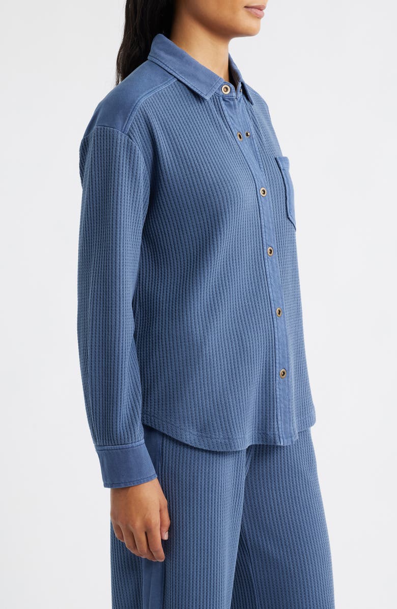 CITY BLUES Camden Thermal Mixed Media Snap-Up Shirt, Alternate, color, Blue