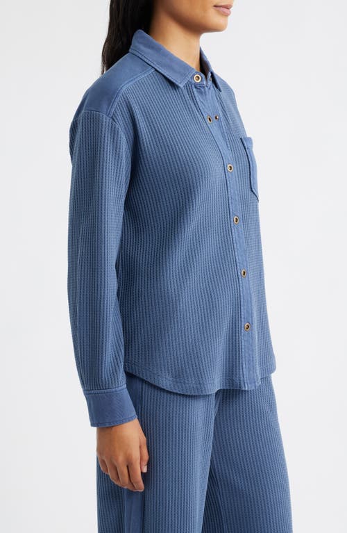 City Blues Camden Thermal Mixed Media Snap-up Shirt In Blue