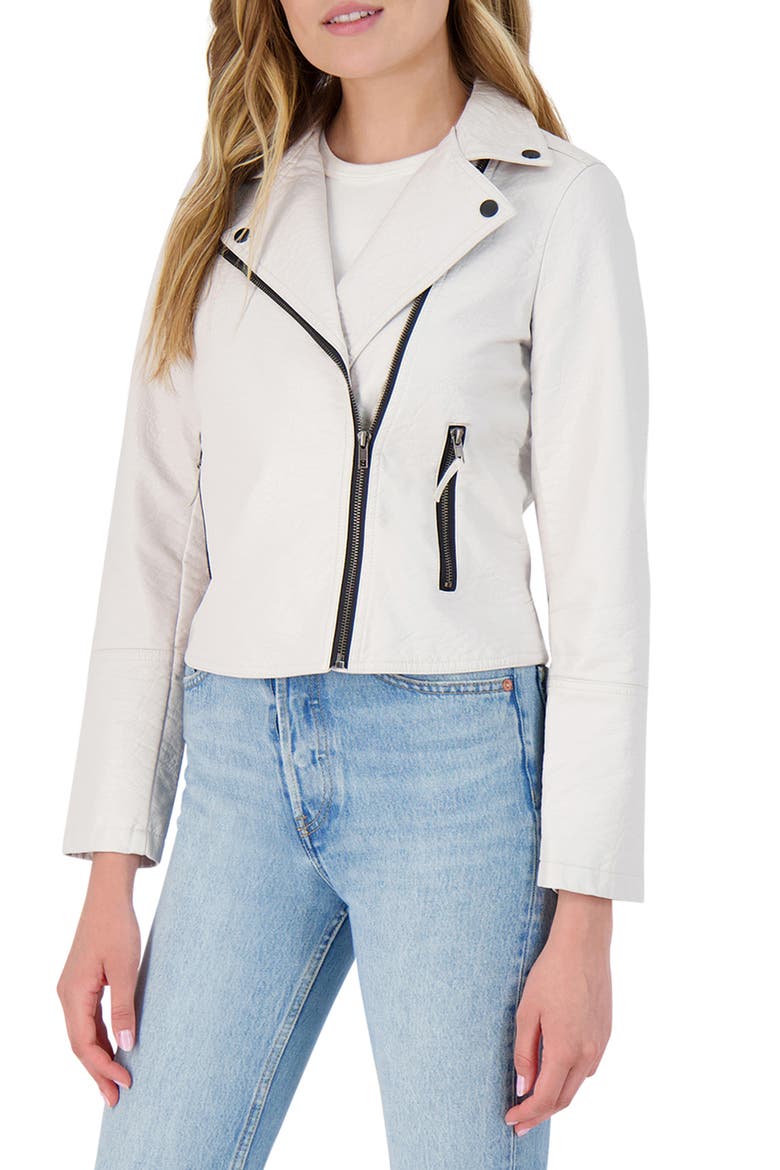 BB Dakota London Calling Faux Leather Moto Jacket, Alternate, color, BONE