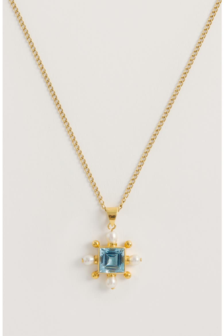 Blue Topaz Cross Necklace, Alternate, color, Blue