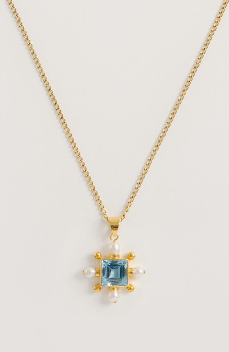 Freya Rose Blue Topaz Cross Necklace, Alternate, color, Blue