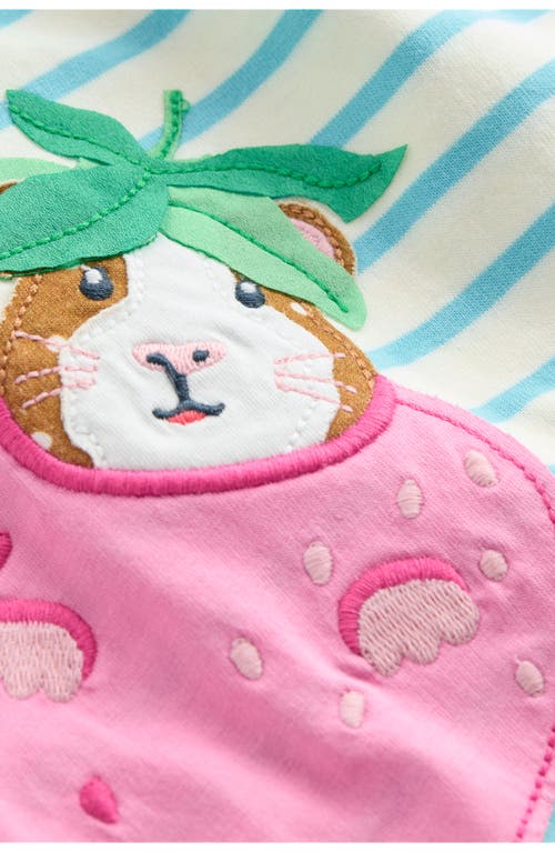 Shop Mini Boden Kids' Stripe Critter Appliqué Cotton Graphic Tunic In Caribbean Blue Animals