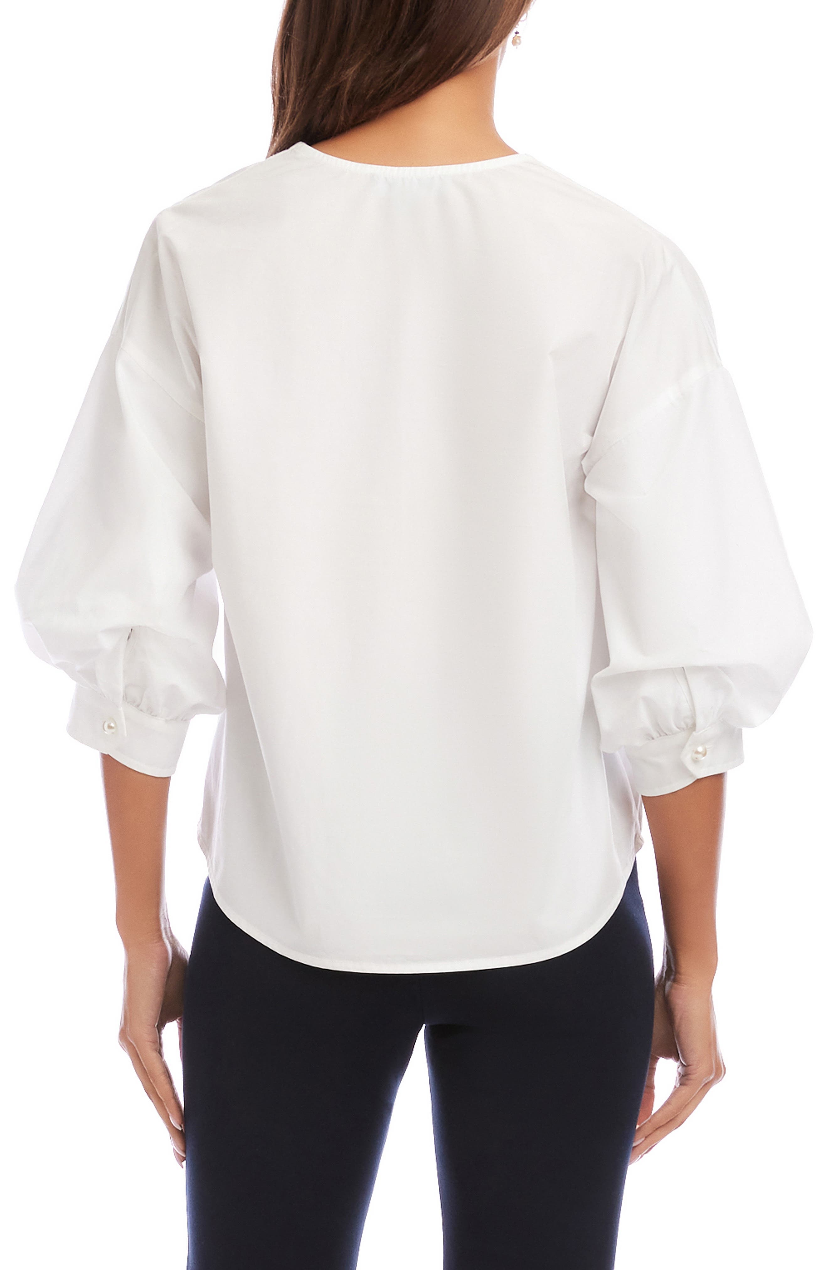Lantern Sleeve Cotton Button-Up Shirt - image 2