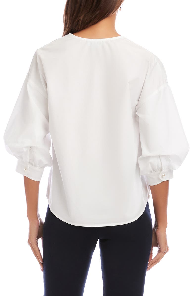 Karen Kane Lantern Sleeve Cotton Button-Up Shirt, Alternate, color,