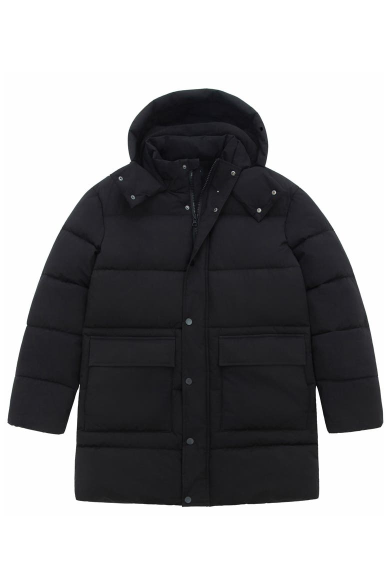 Hudson Hooded Mid-Length Puffer Jacket, Alternate, color, Black