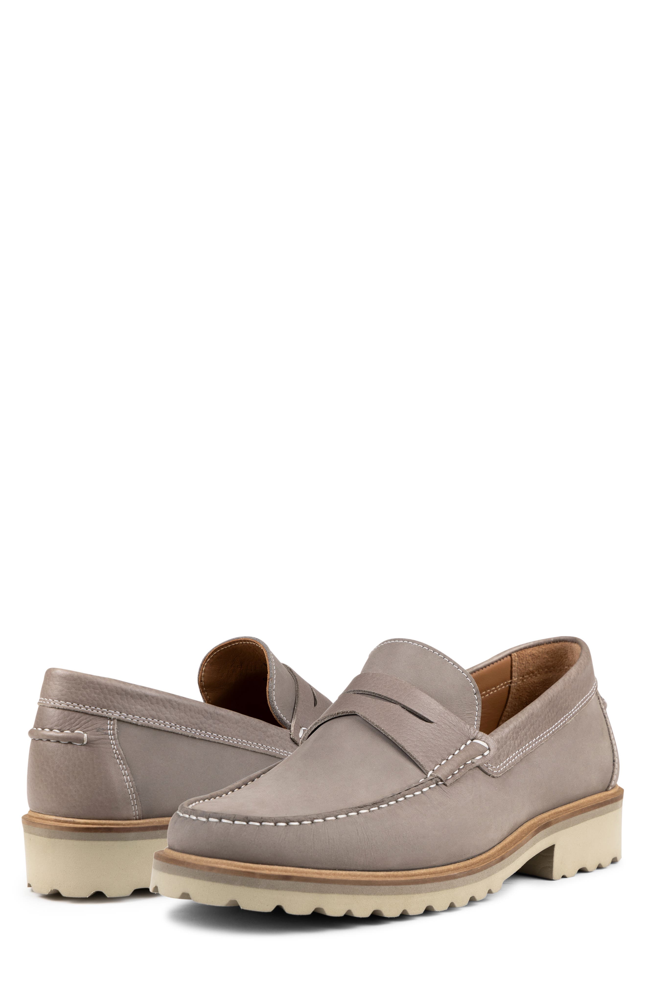 Donald Pliner Casual Leather Penny Loafer, Alternate, color, Light Gray/ Lgy