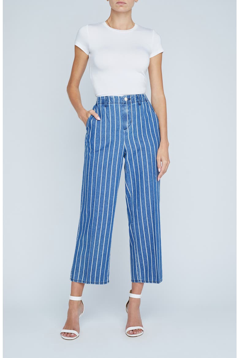 Zayne High Waist Crop Wide Leg Trouser Jeans, Alternate, color, DENIM STRIPE