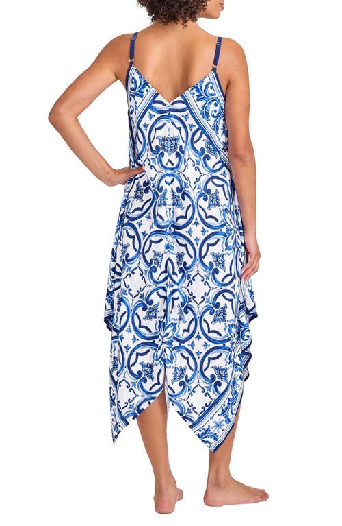 Tommy Bahama Terrazzo Tile Handkerchief Hem Cover-up Dress In Palace Blue