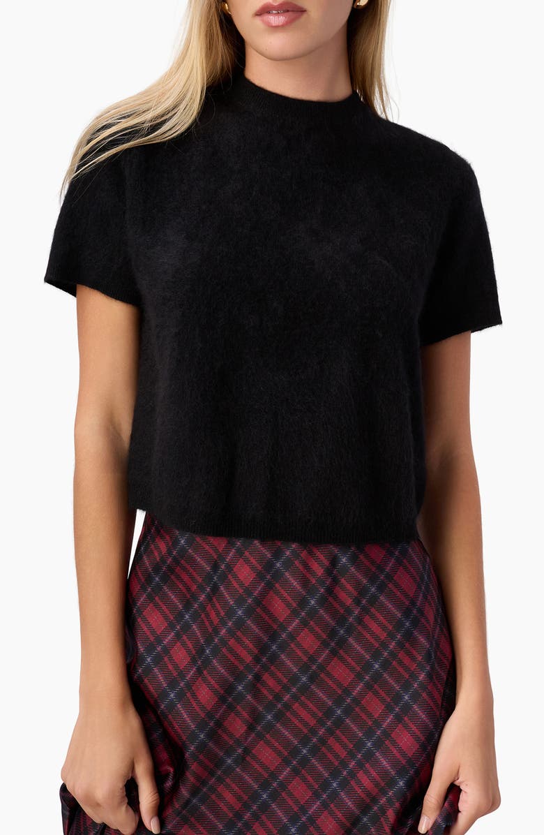 CAMI NYC Eugeny Short Sleeve Cashmere Sweater, Main, color, Black