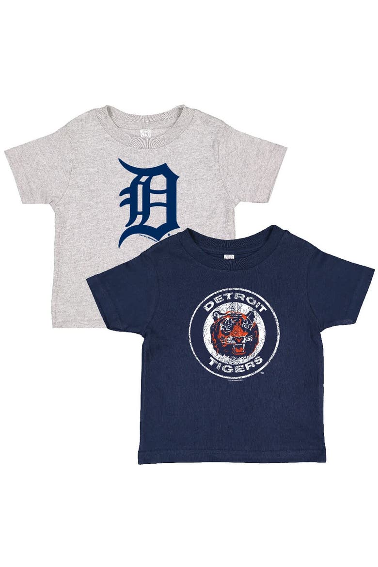 Toddler Soft as a Grape Navy/Heather Gray Detroit Tigers Cooperstown Collection Two-Pack T-Shirt Set, Alternate, color, Navy