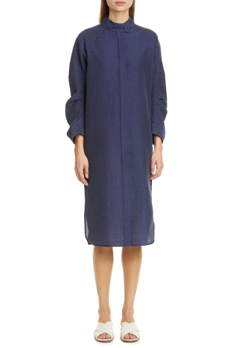 Camisa Cotton Blend Midi Shirtdress, Main, color, INK