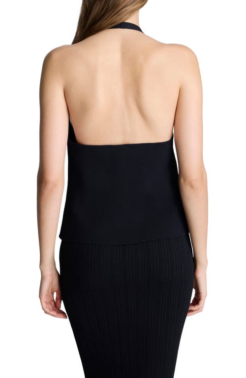 Kenneth Cole Cropped Button Front Halter Vest In Black
