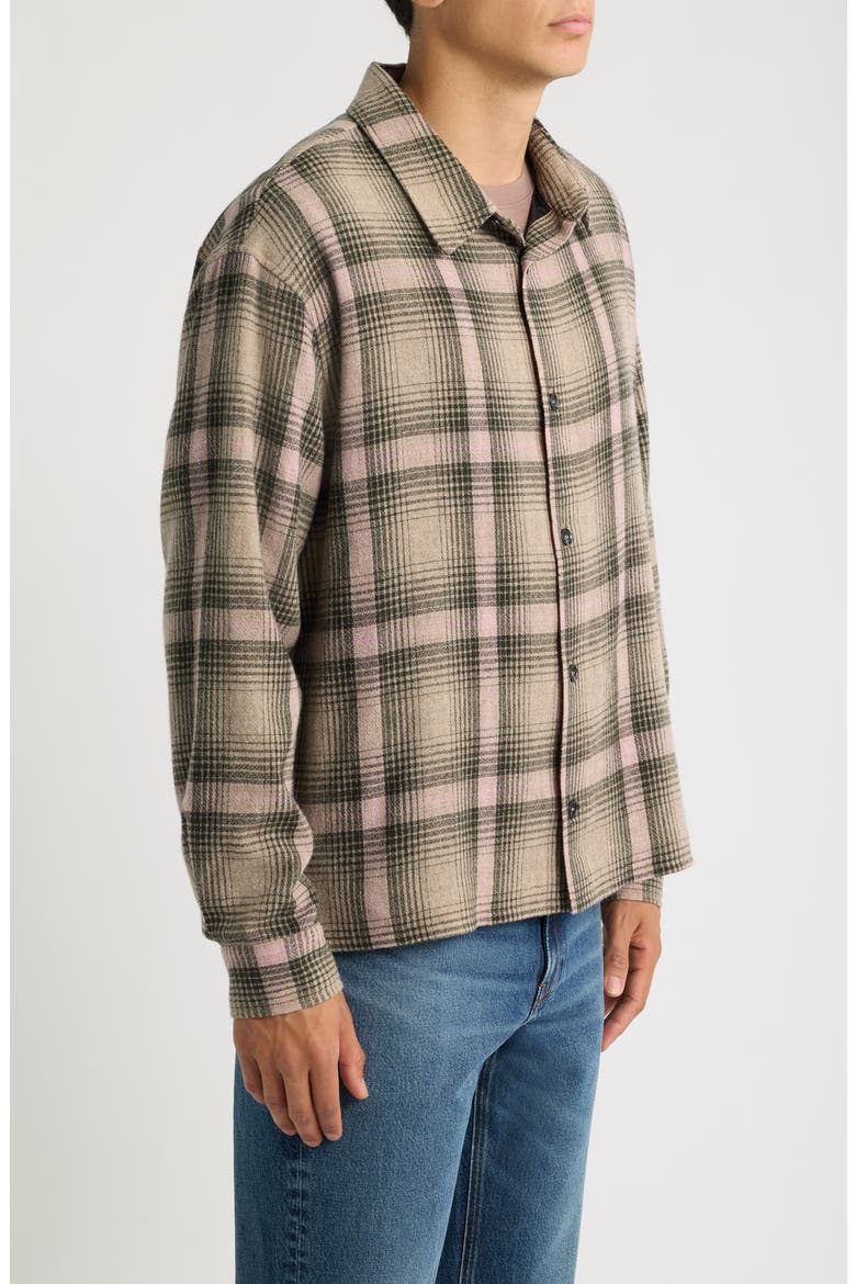 Plaid Wool Blend Button-Up Overshirt, Alternate, color, WARM MAUVE PLAID