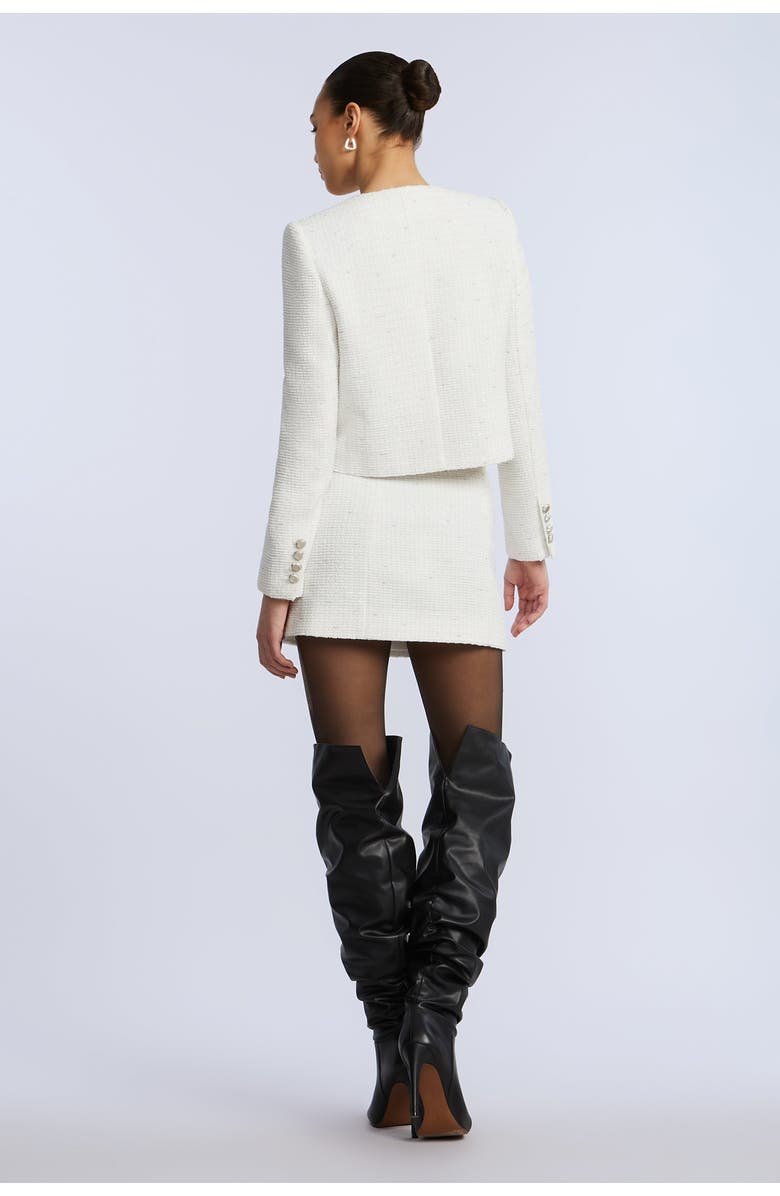 BCBGMAXAZRIA Tweed Chasseur Jacket, Alternate, color, White