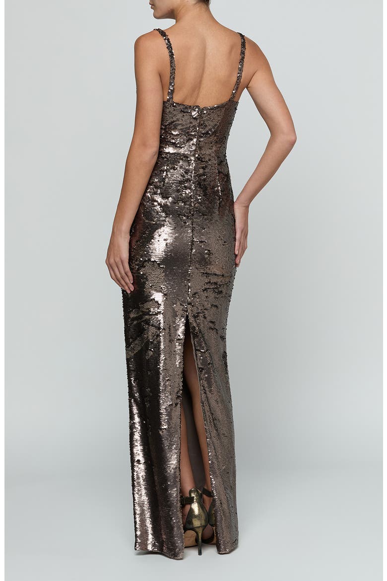 Karma Sequin Column Dress, Alternate, color, DARK CARDAMOM