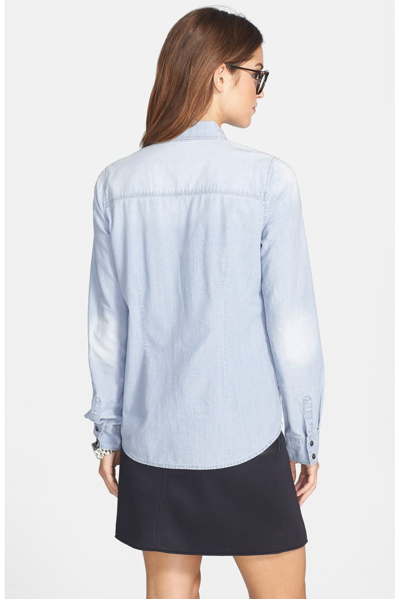 Embellished Denim Shirt, Alternate, color, BLEACH WASH