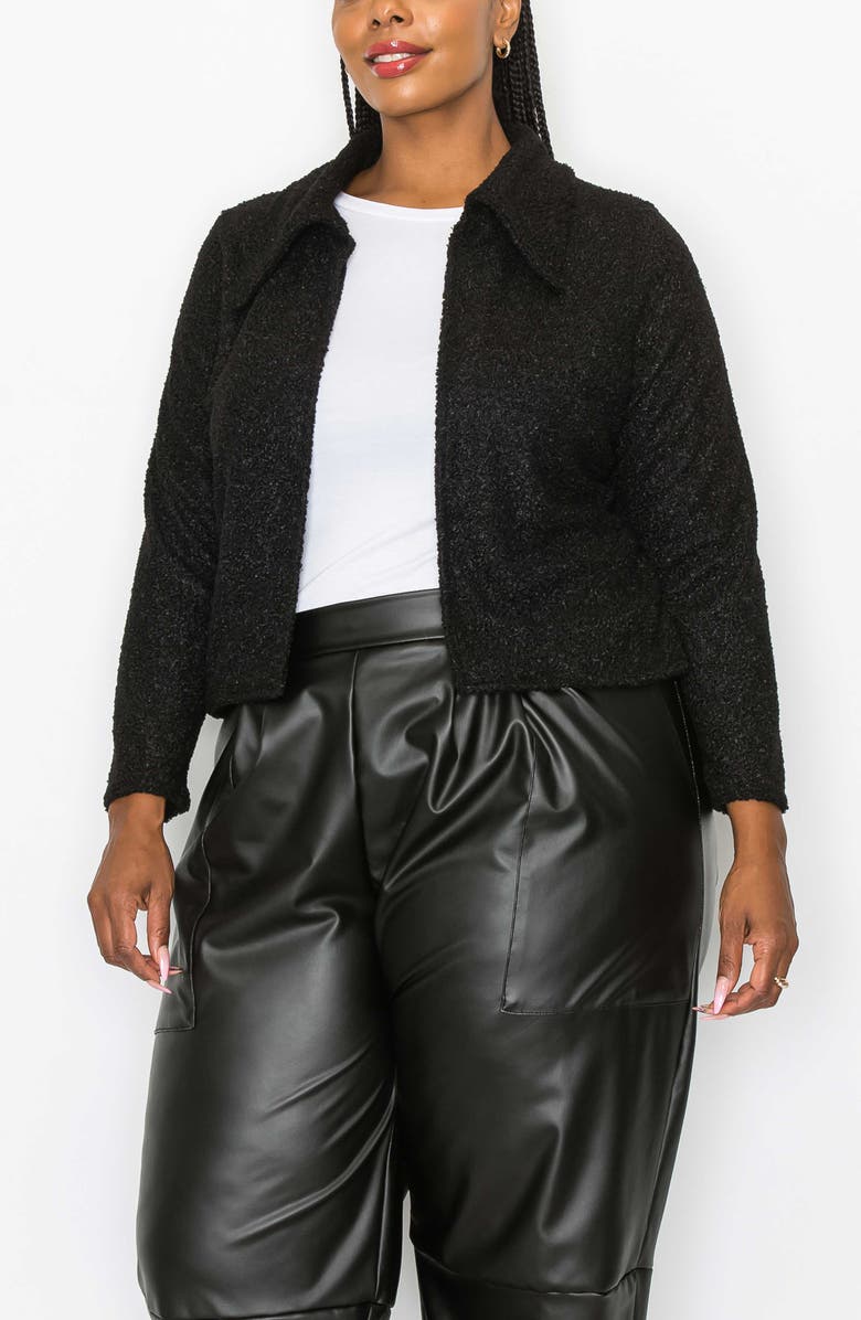 L I V D Erica Faux Shearling Crop Jacket, Alternate, color, Black