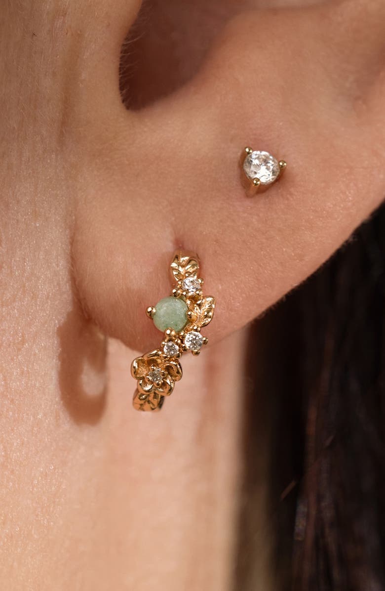 MADE BY MARY Lumi Flora Hoop Earrings, Alternate, color, Gold Vermeil/Green