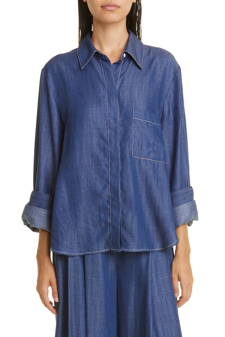 Boyfriend Denim Shirt, Main, color, INDIGO