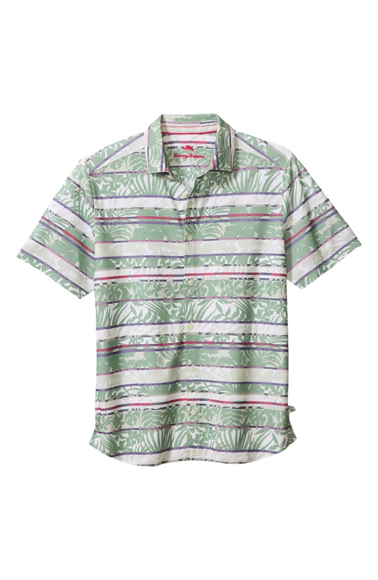 Tommy Bahama Maldano Stripe Camp Shirt, Main, color, Tropical Fern