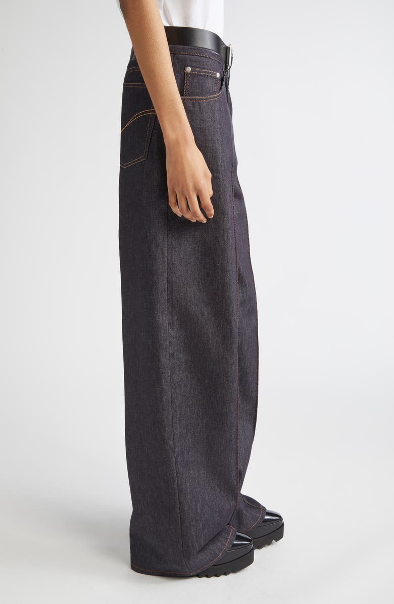 Stella McCartney Belted Raw Denim Straight Leg Jeans, Alternate, color, 4123 - Raw Blue Denim
