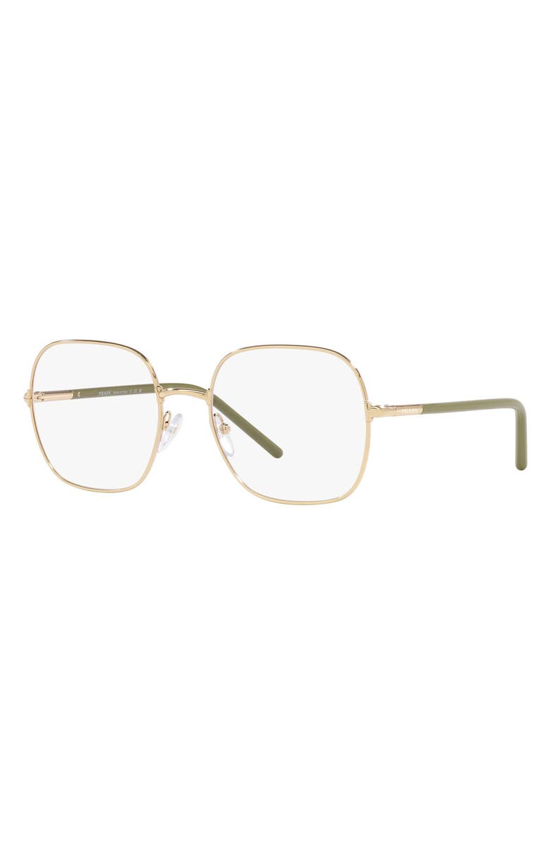 Prada 54mm Rectangle Optical Glasses, Alternate, color, Pale Gold
