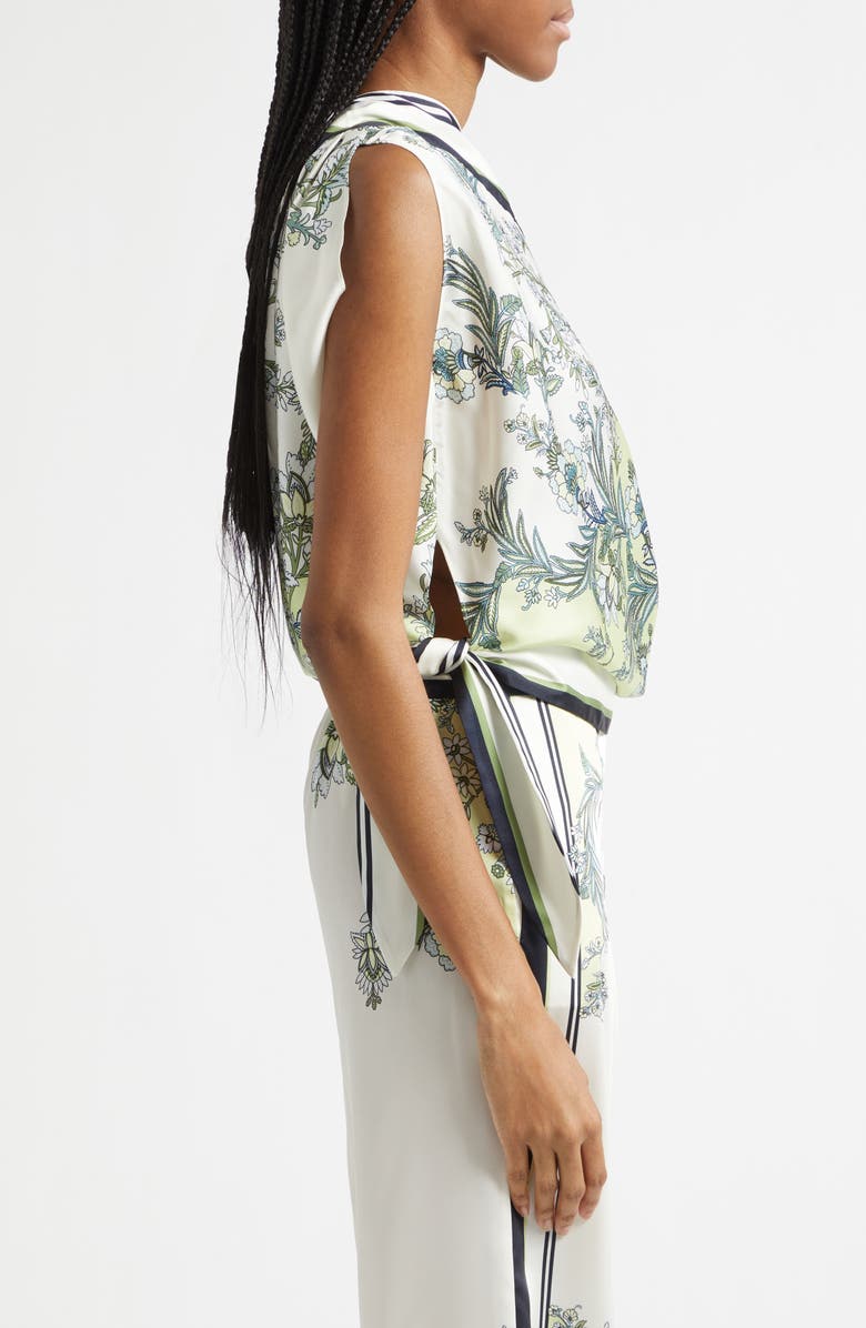 Veronica Beard Tari One-Shoulder Scarf Top, Alternate, color, Light Pistachio Multi