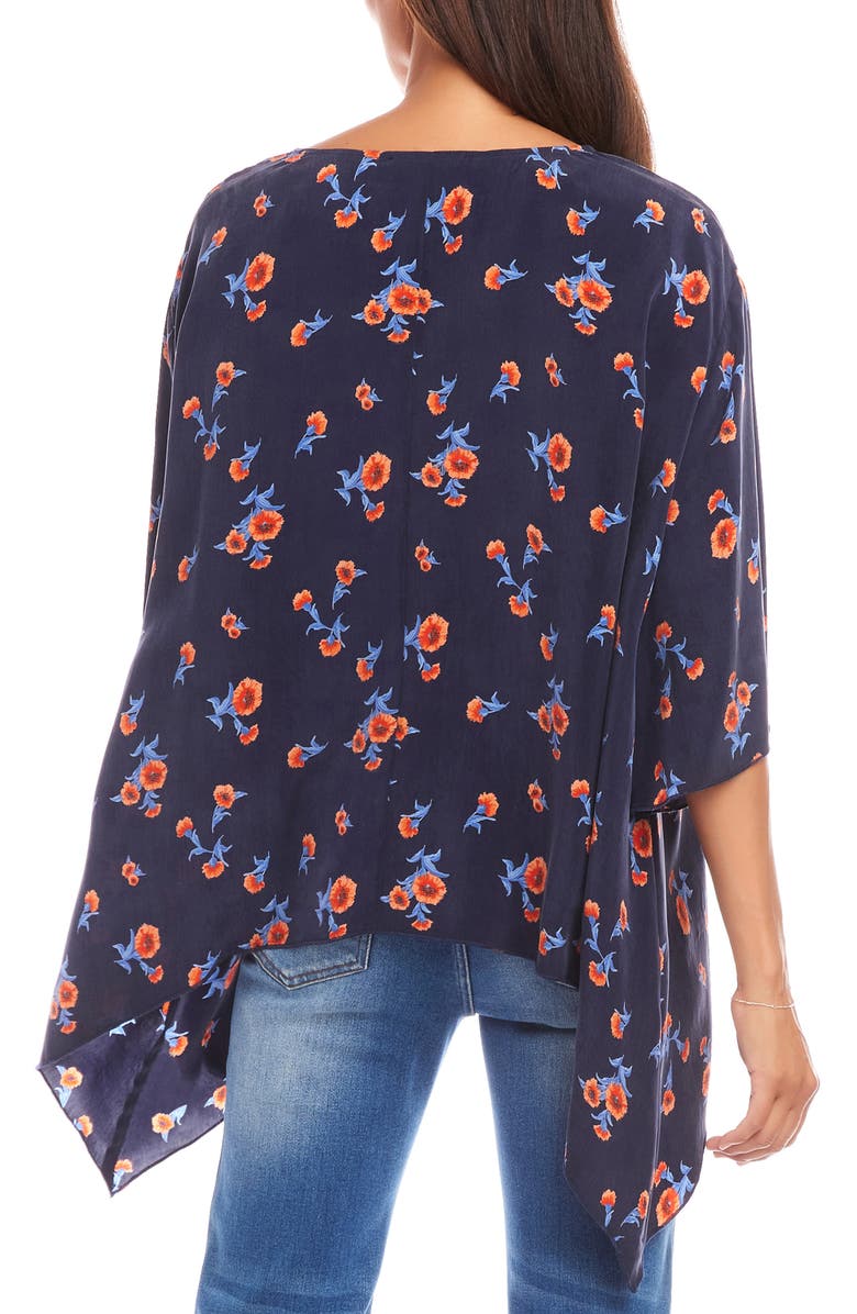 Karen Kane Flare Hem Top, Alternate, color, Navy Print