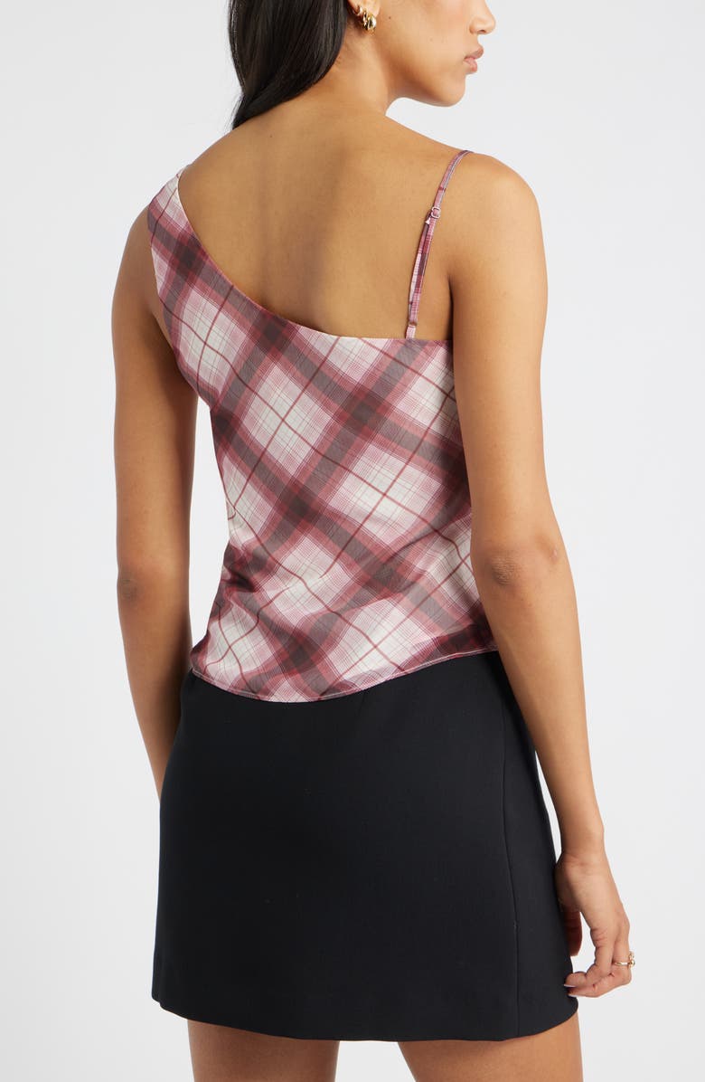 Open Edit Drape Asymmetric Neck Top, Alternate, color, Ivory- Red Reese Plaid