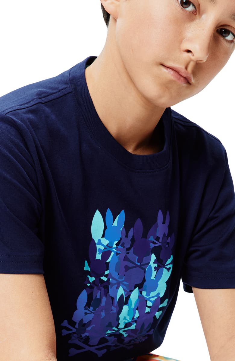 Psycho Bunny Kids' Tanner Pima Cotton Graphic T-Shirt, Alternate, color, Evening Blue