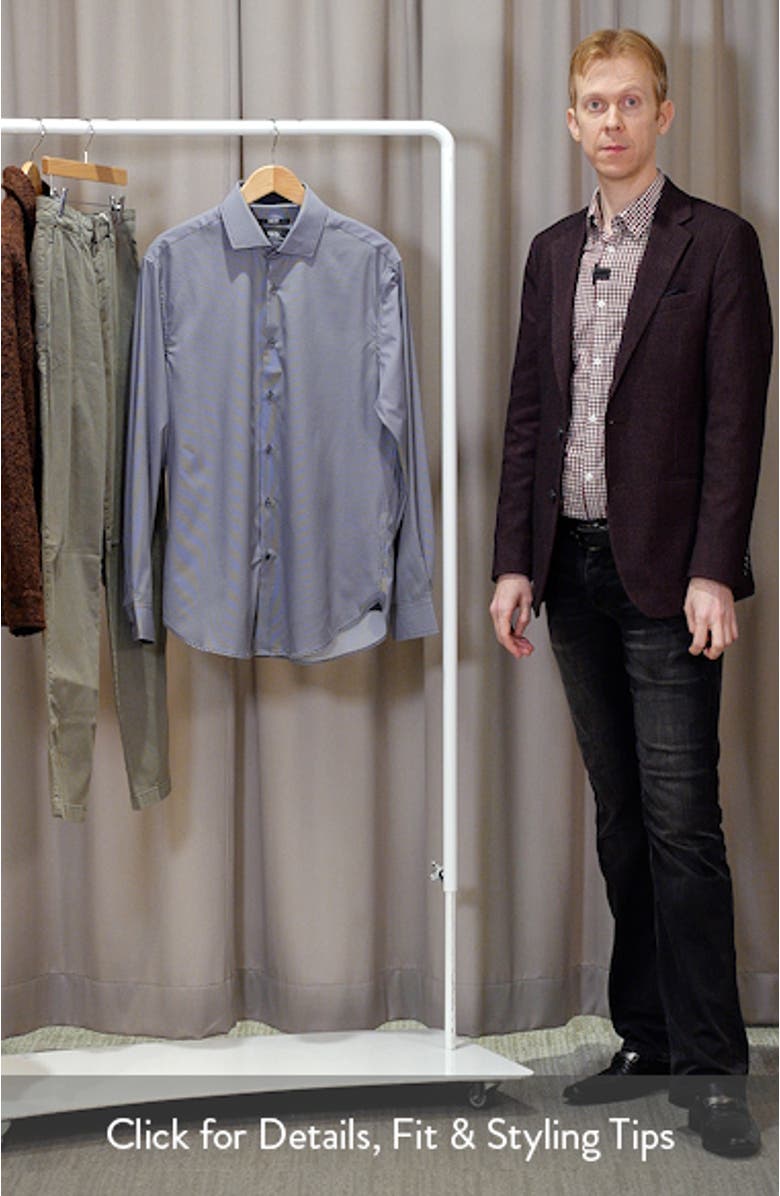 Slim Fit Black Micro Houndstooth Performance Dress Shirt, sales video thumbnail