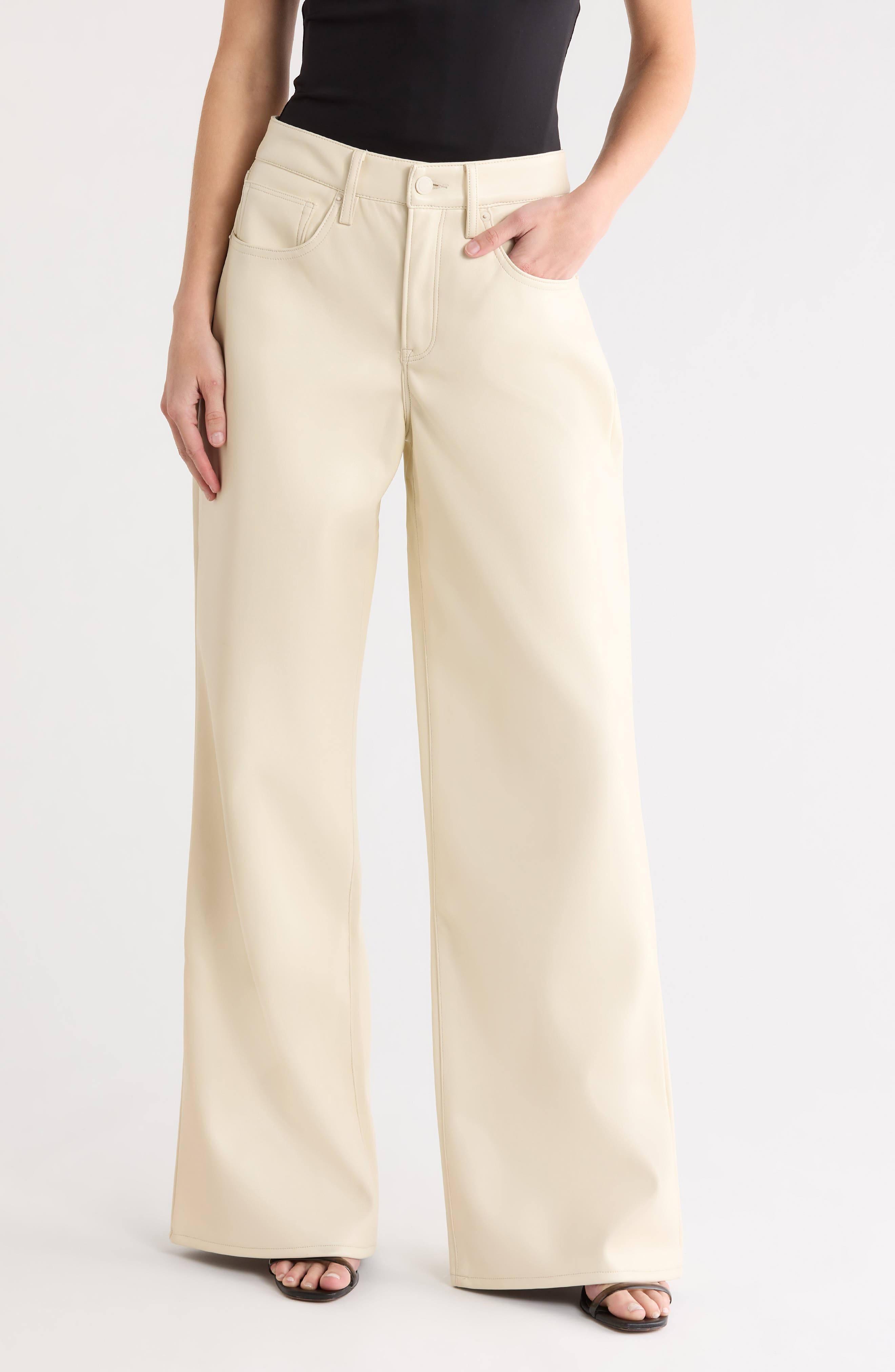 Good American Good Ease Faux Leather Wide Leg Pants