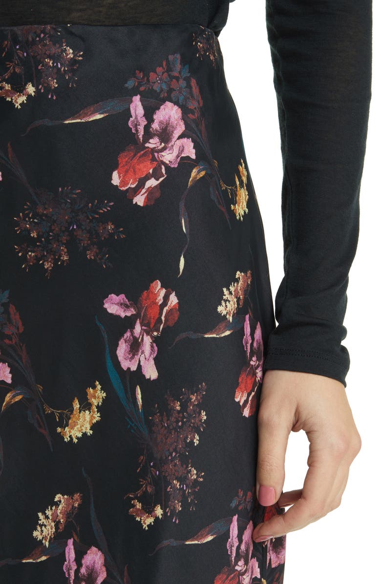 Madewell Layton Floral Midi Slip Skirt, Alternate, color, Surrelaist Floral True Black
