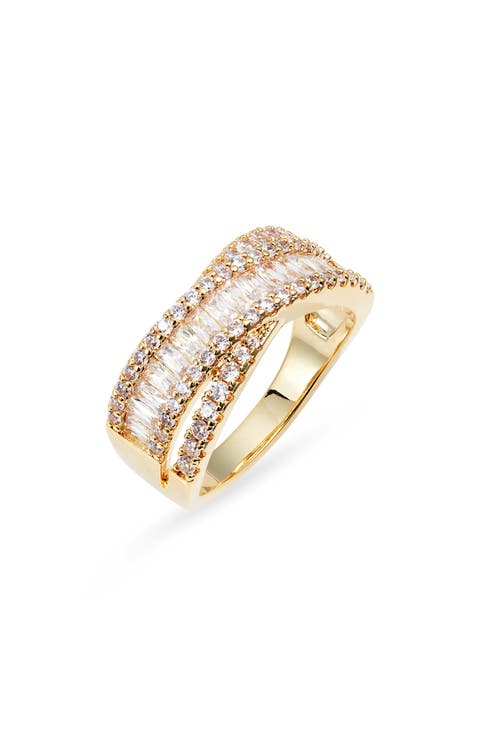 Cubic Zirconia Baguette Overlap Ring
