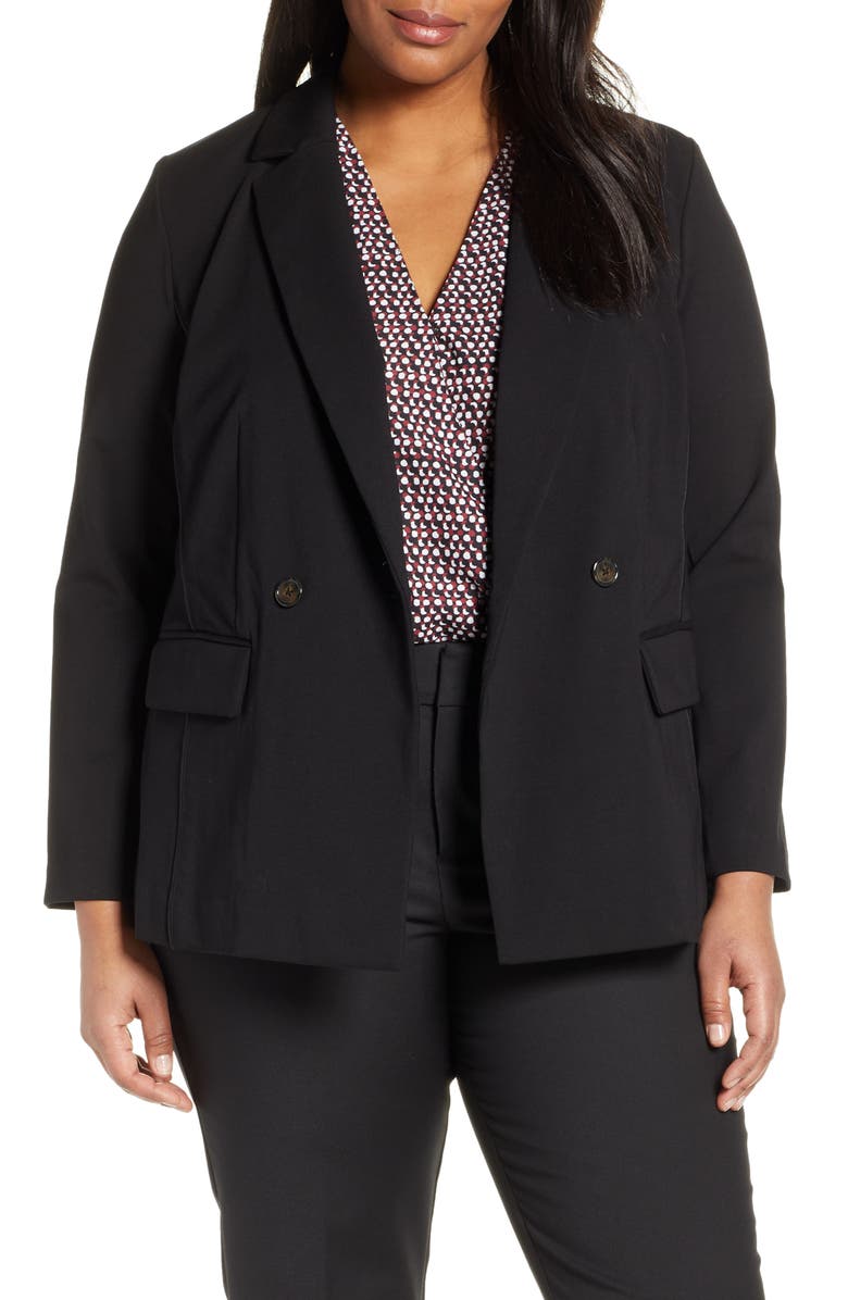 ELOQUII 9-to-5 Double Breasted Stretch Blazer, Main, color,