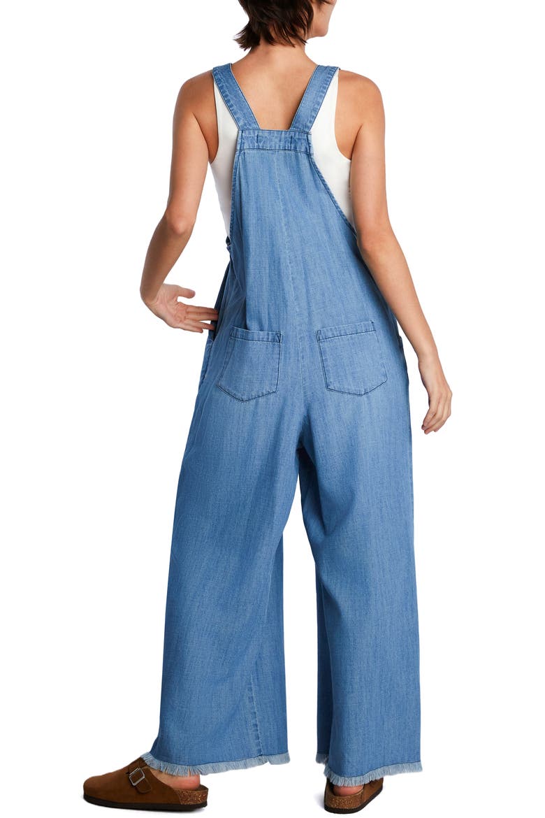 Claire Wide Leg Denim Overalls, Alternate, color, DENIM