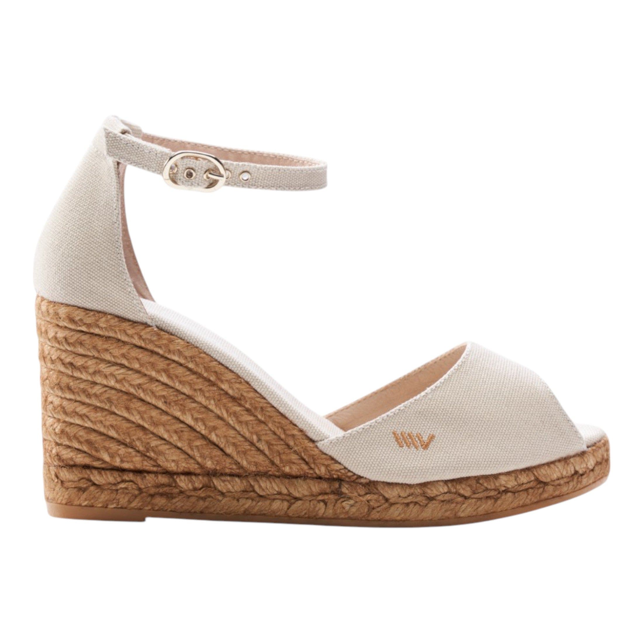 VISCATA Aiguafreda Canvas Espadrille Sandal Wedges, Main, color, Beige
