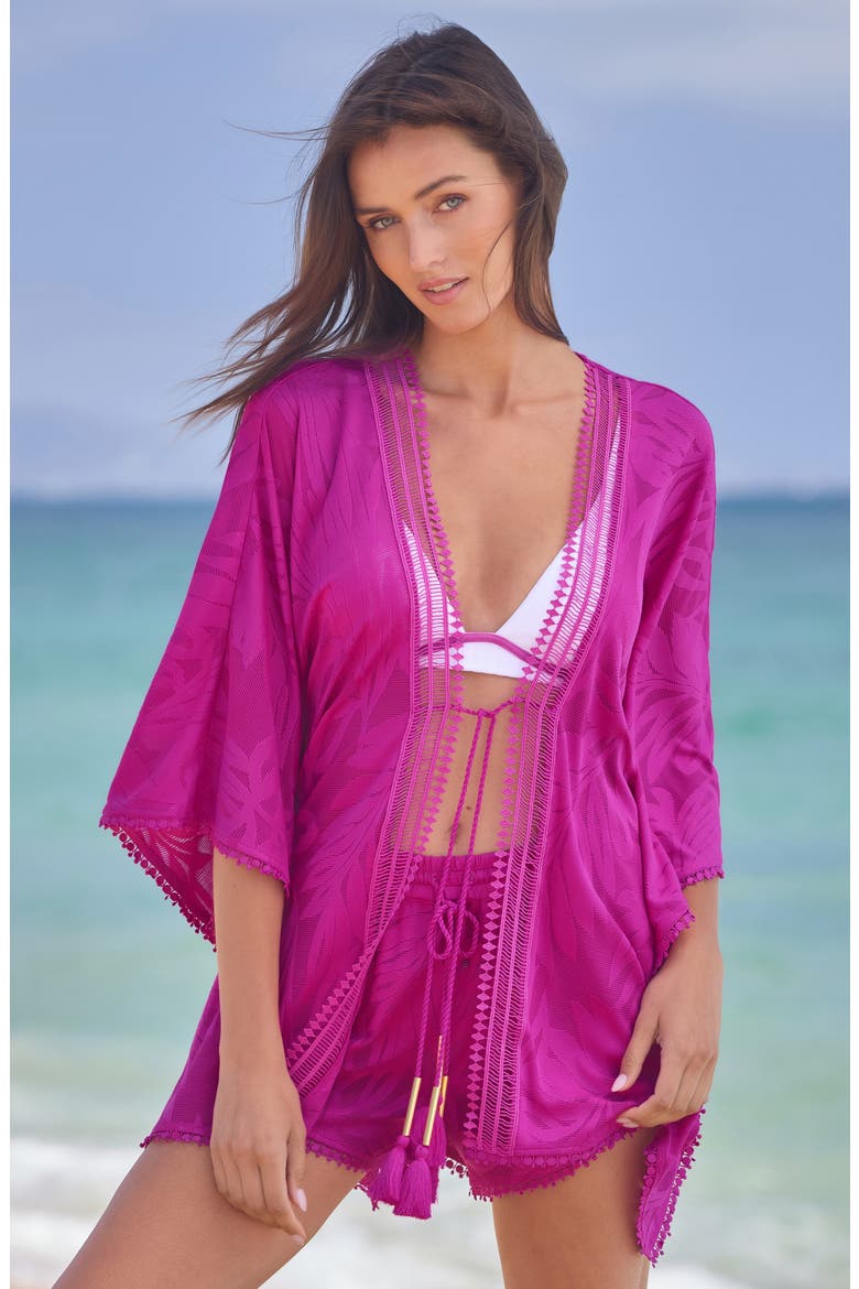 Catamaran Beach Cover-Up Shorts, Alternate, color, AZALEA