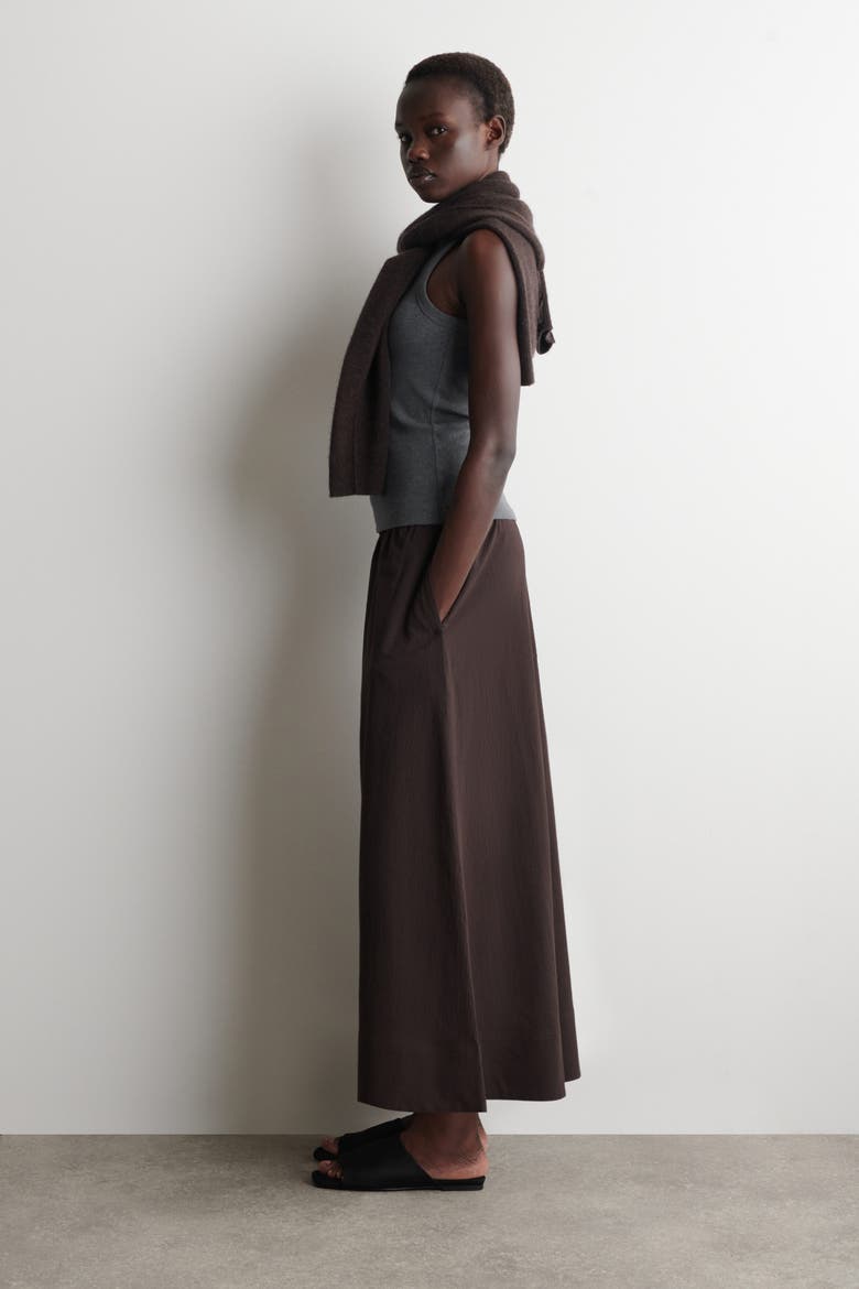 Seersucker Culottes, Alternate, color, BROWN